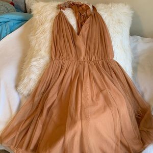 Backless wrap up fit and flare dress